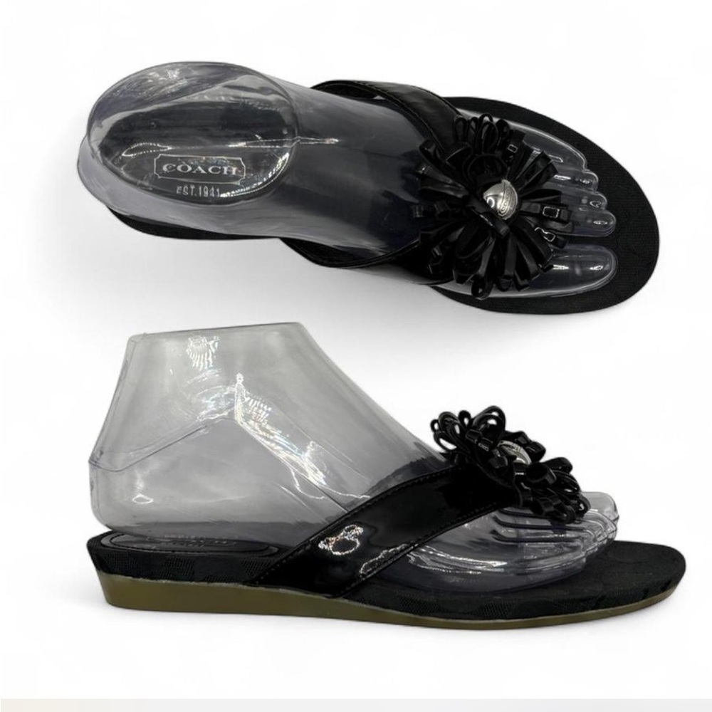 Coach Women's Black Jelly Flower Flip-Flop Sandal
